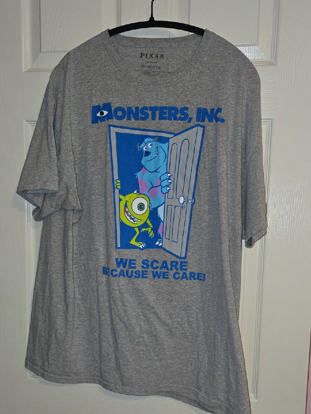 Pixar Monsters Inc. Logo Heather Gray Tee - Gray & Black